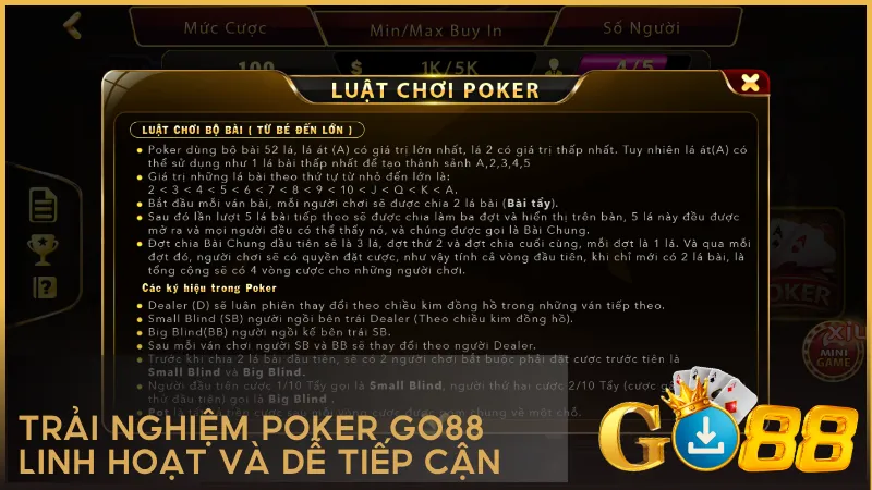 Giao diện rõ ràng, phân chia bàn cược hợp lý giúp người chơi dễ dàng chọn đúng cấp độ và bắt nhịp nhanh chóng.