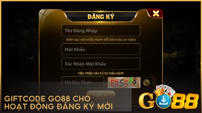 Giftcode Go88 dành riêng cho hoạt động đăng ký mới