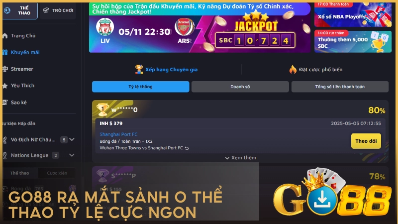 GO88 ra mắt sảnh O Thể Thao tỷ lệ cực ngon