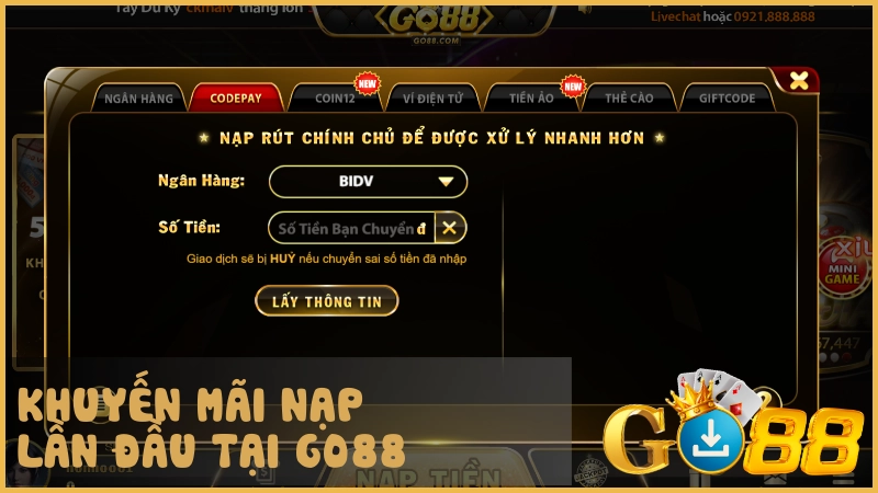Khuyến mãi nạp lần đầu tại GO88