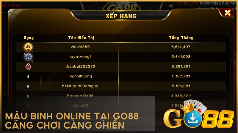 Mậu Binh online tại GO88 càng chơi càng ghiền