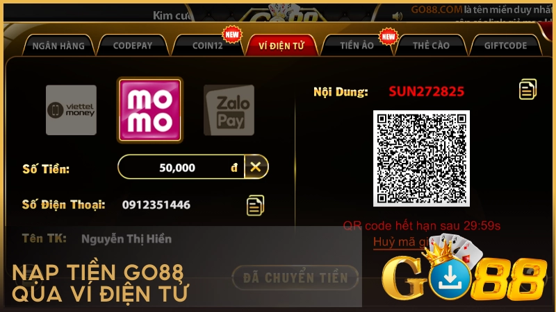 Nạp tiền GO88 qua ví điện tử