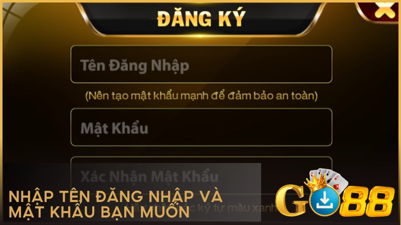 Nhập tên đăng nhập và mật khẩu anh chị muốn