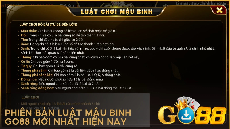 Phiên bản luật Mậu Binh GO88 mới nhất hiện nay