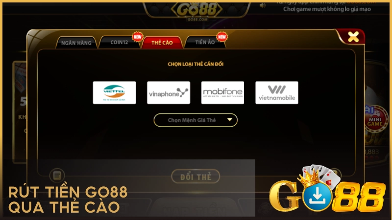 Rút tiền GO88 qua thẻ cào