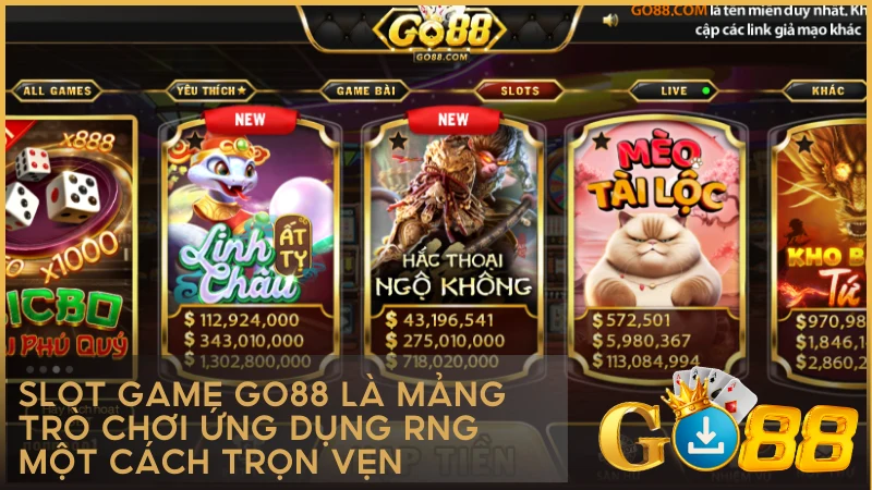 Slot game GO88 là mảng trò chơi ứng dụng RNG một cách trọn vẹn