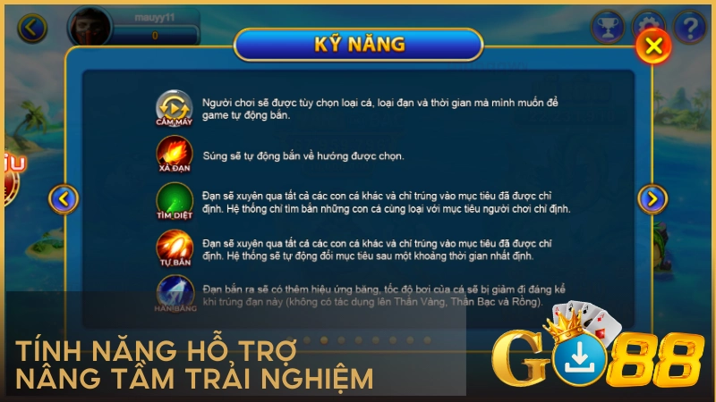 Tính năng hỗ trợ nâng tầm trải nghiệm tại trò chơi